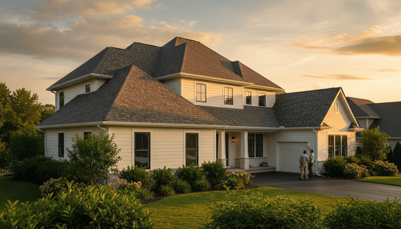 Complete full exterior home renovation showcasing roofing, siding, and painting